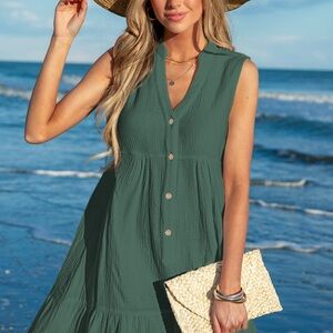 Cupshe Green Sleeveless Coverup V-Neck Beachwear